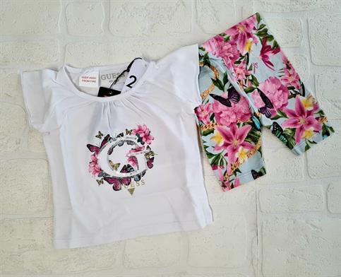 COMPLETO GUESS A2GG10K6YW1-G011 NEONATA TSHIRT E LEGGINS FIORI