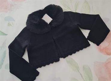 MAGLIA ABEL&LULA 5828 BABY NERA  CARDIGAN COLLO PELLICCIA