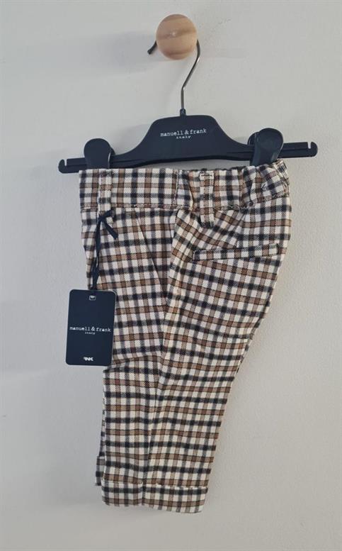 PANTALONE M&F 1557N NEONATO CHECK CAMMELLO/BLU