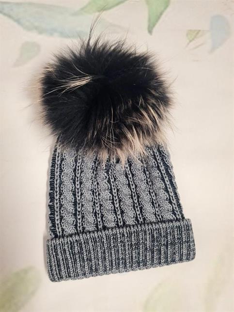 CAPPELLO CATYA 428729/1 JUNIOR TRECCE POMPOM GRIGIO